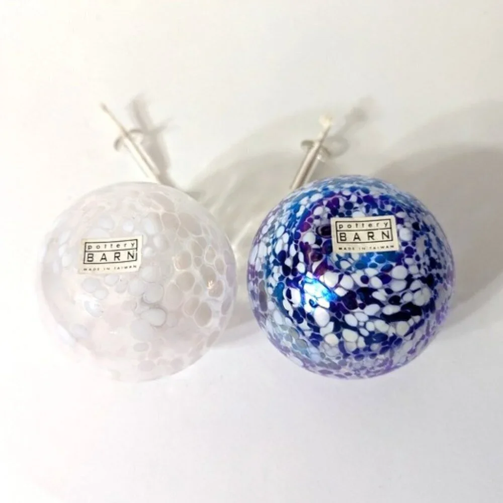 New Pottery Barn Oil Lamp Diffuser Glass Ball Confetti Iridescent Round Glass